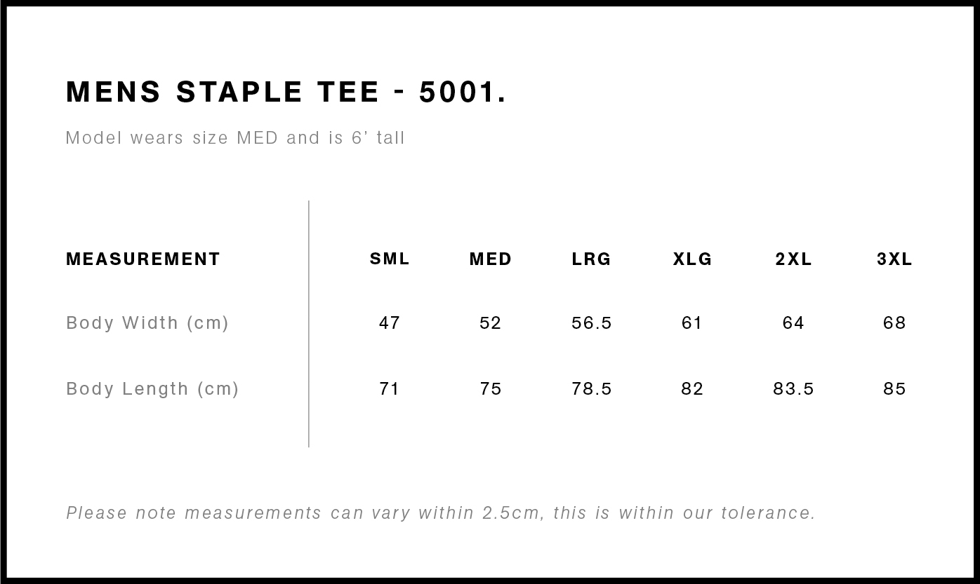 AS Colour Mens Staple Tee 5001 Alice Clothing Leeming Fremantle Perth Australia